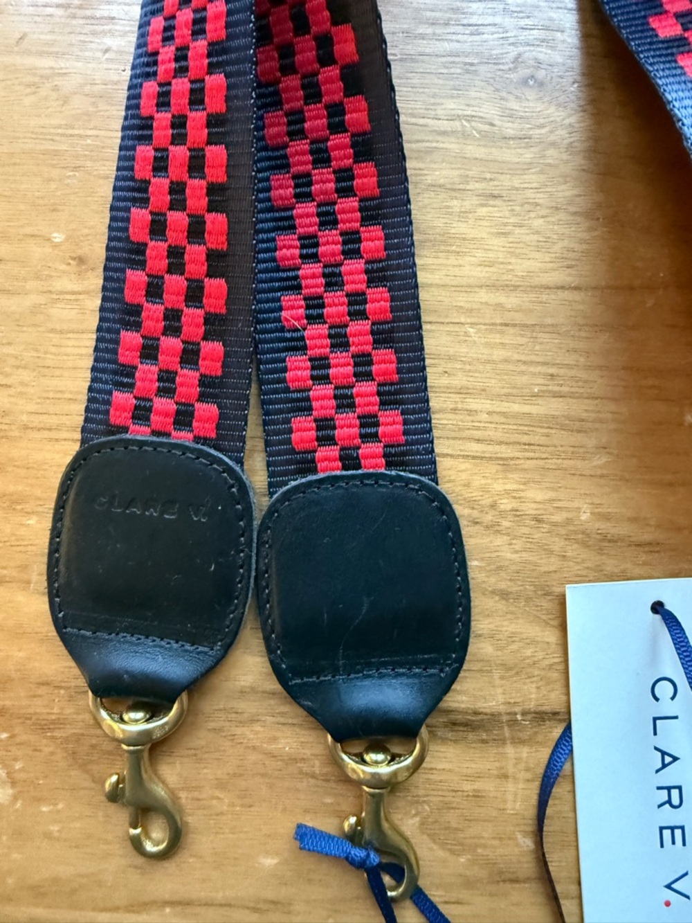 Clare V Crossbody Strap in Navy & Red Checker Nylon NWT & Dust bag - Picture 6 of 6